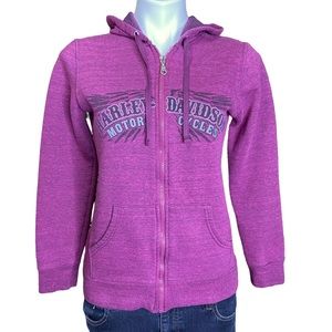 HARLEY DAVIDSON Full Zip Hooded Long Sleeve Sweatshirt Size Small